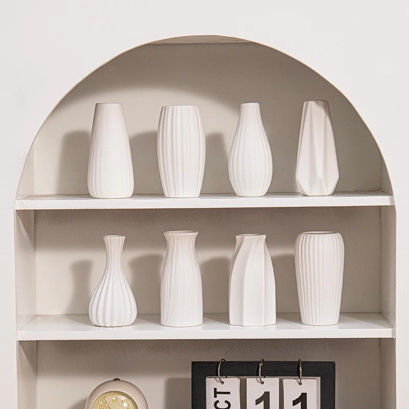 White Ceramic Vase – Nordic Matte Frosted Bud Vase for Home Decor