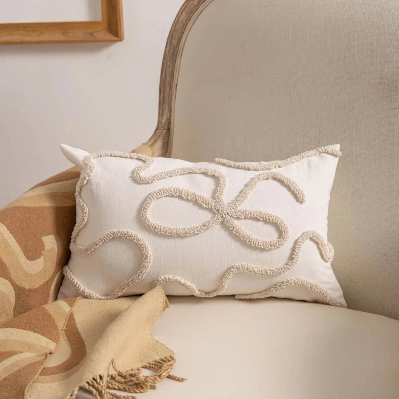 Boho Chenille Geometric Throw Pillow Cover – Soft Jacquard Cushion Cover 45x45cm