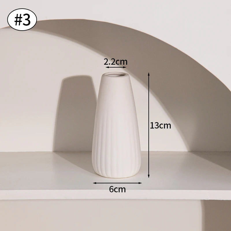 White Ceramic Vase – Nordic Matte Frosted Bud Vase for Home Decor