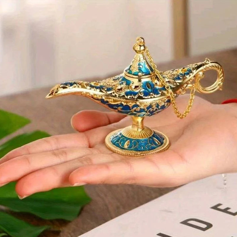Aladdin Lamp Desktop Ornament – Metal Decorative Wishing Lamp for Home & Gifting