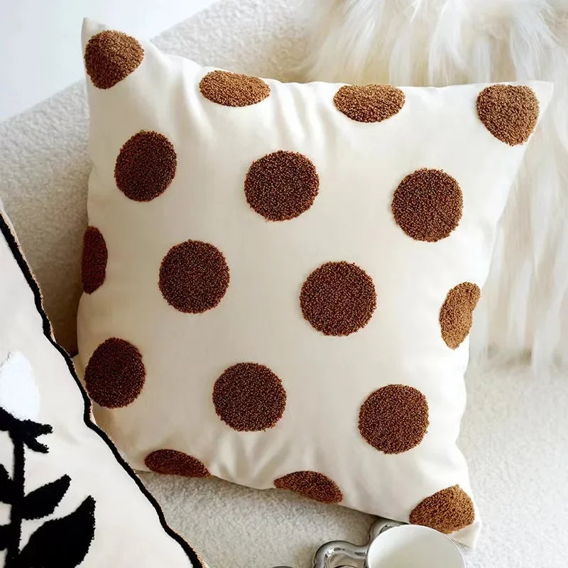 Brown Vintage Nordic Throw Pillow Cover – Light Luxury Patchwork Cushion Cover 45x45cm