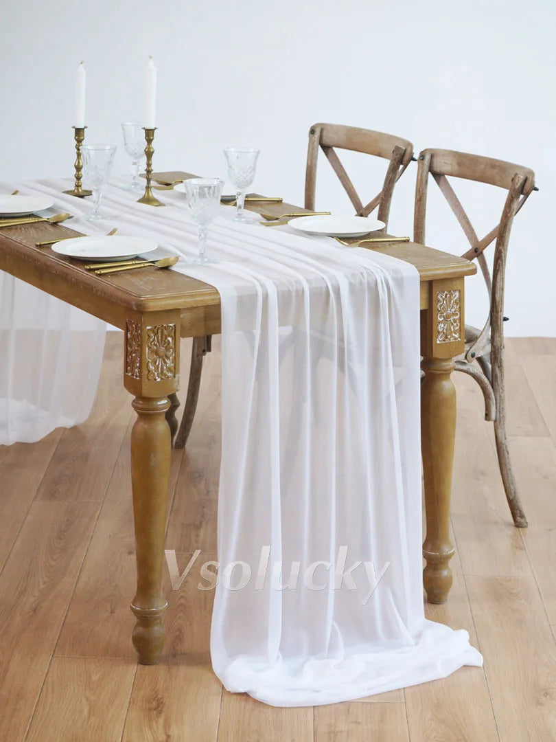 Luxury Sheer Table Runner – Rustic Boho Style for Weddings & Home Decor