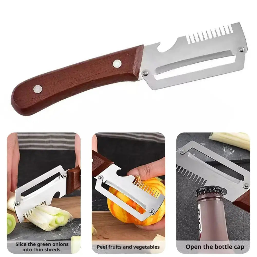 3-in-1 Stainless Steel Vegetable Peeler – Peeling Knife, Onion Slicer & Bottle Opener