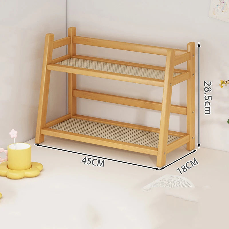 2-Layer Bamboo Kitchen Shelf – Spice Rack, Counter Organizer & Coffee Bar Stand