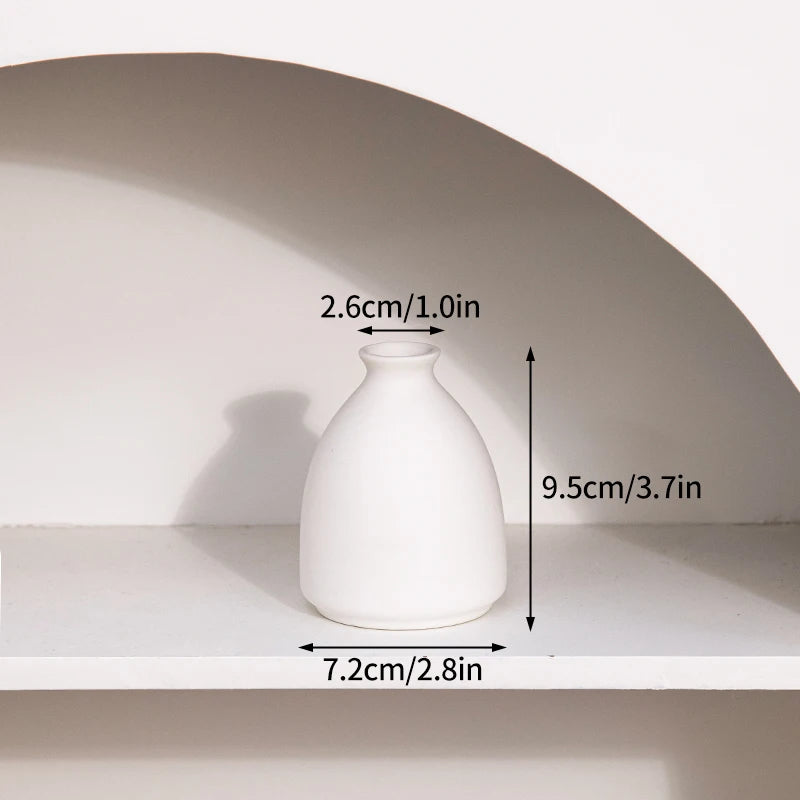 White Ceramic Vase – Nordic Matte Frosted Bud Vase for Home Decor