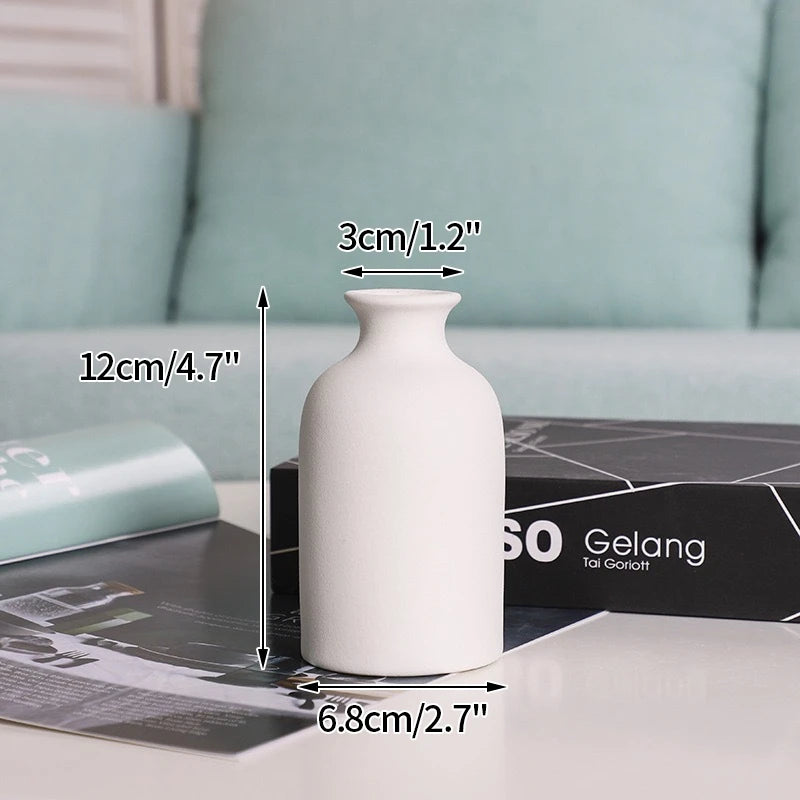 White Ceramic Vase – Nordic Matte Frosted Bud Vase for Home Decor