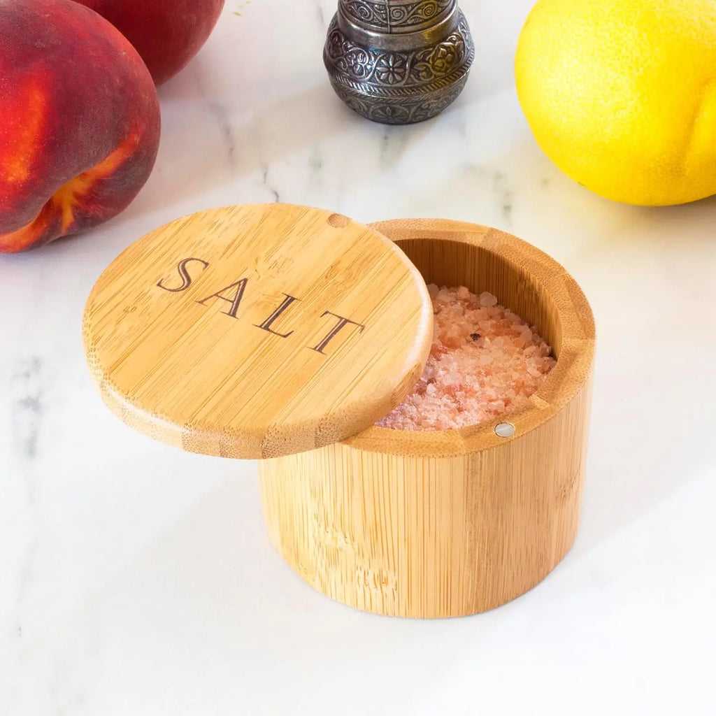 Bamboo Storage Box with Magnetic Twist-Off Lid – Salt & Spice Container