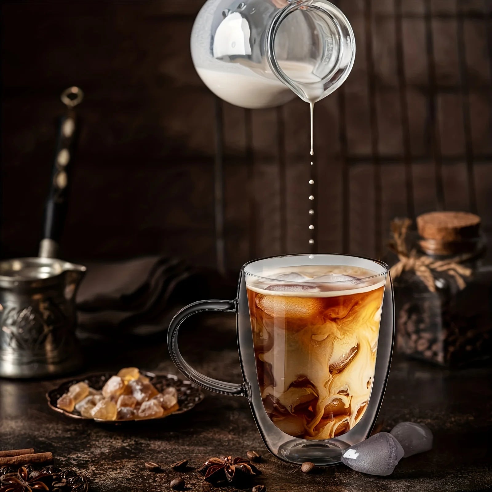 Double Wall Glass Coffee Mug with Handle – 350ml Transparent Cup for Coffee, Tea & Cappuccino