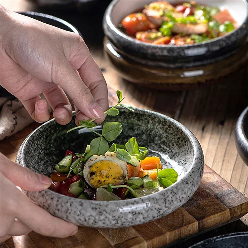 Japanese Retro Ceramic Sushi & Snack Dish Set – Small Plates for Dipping & Serving