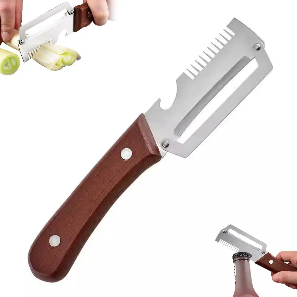 3-in-1 Stainless Steel Vegetable Peeler – Peeling Knife, Onion Slicer & Bottle Opener