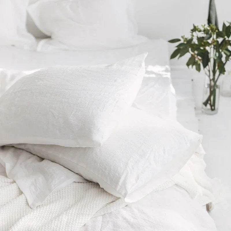 100% Pure Linen Throw Pillow Case – Solid Color Euro Sham Cushion Cover