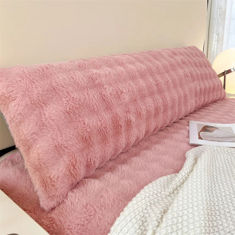 Solid Color Long Plush Pillowcase – Soft Decorative Body Pillow Cover