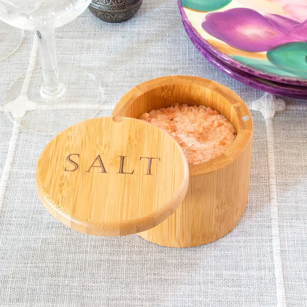 Bamboo Storage Box with Magnetic Twist-Off Lid – Salt & Spice Container