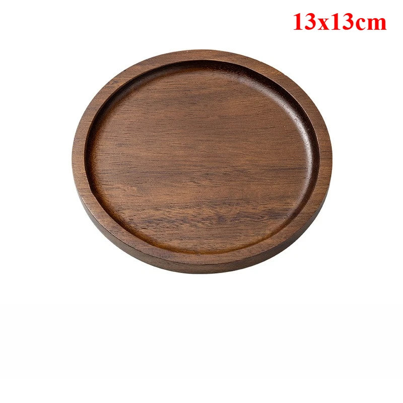 Acacia Wood Serving Tray – Multi-Use Coffee Coaster & Fruit Plate