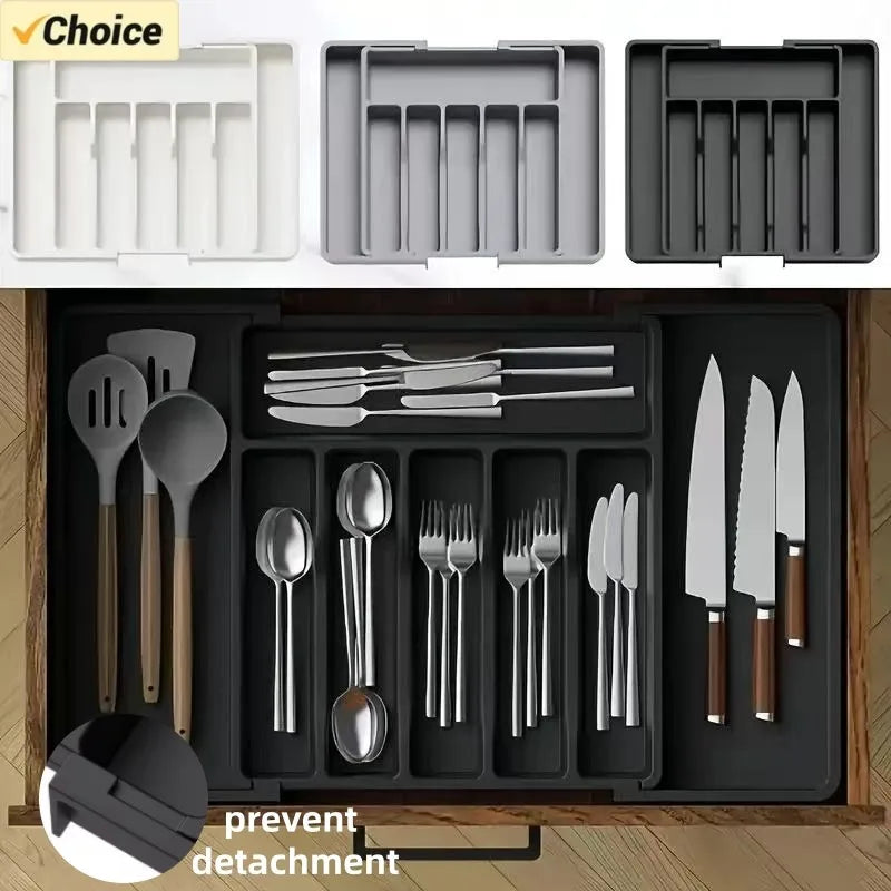 Adjustable Drawer Organizer – Expandable Flatware & Utensil Tray
