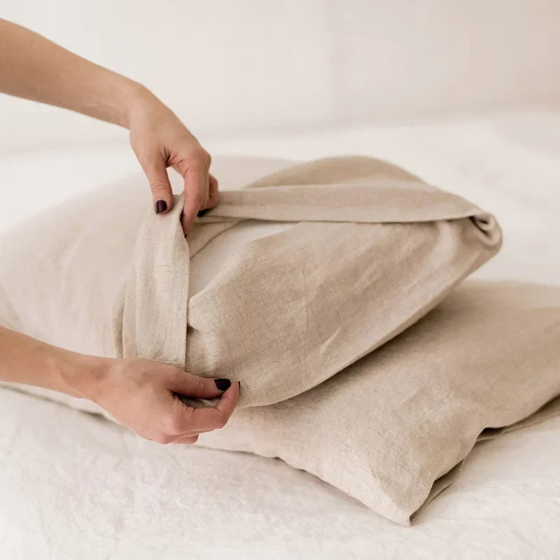 100% Pure Linen Throw Pillow Case – Solid Color Euro Sham Cushion Cover