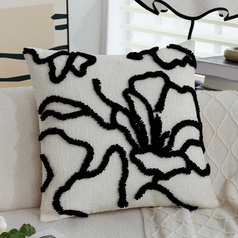 Boho Chenille Geometric Throw Pillow Cover – Soft Jacquard Cushion Cover 45x45cm