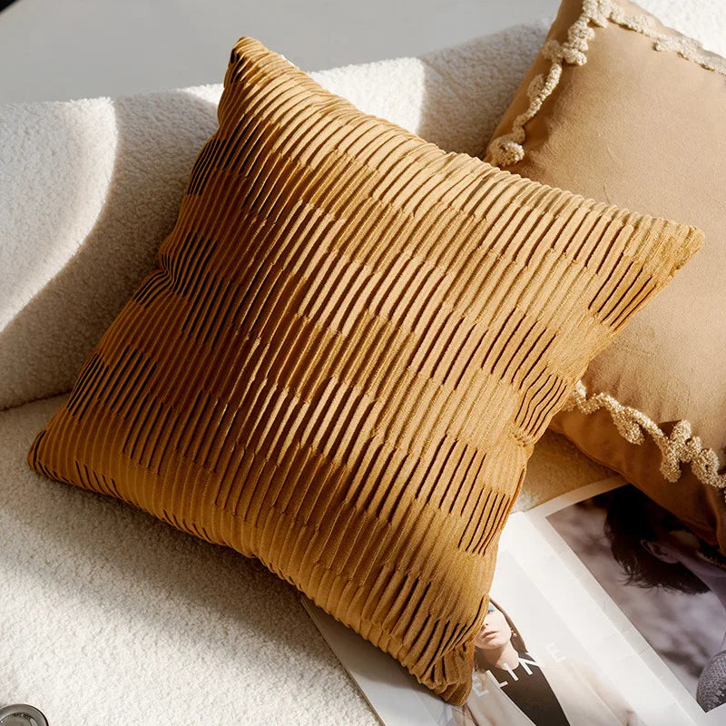 Brown Vintage Nordic Throw Pillow Cover – Light Luxury Patchwork Cushion Cover 45x45cm
