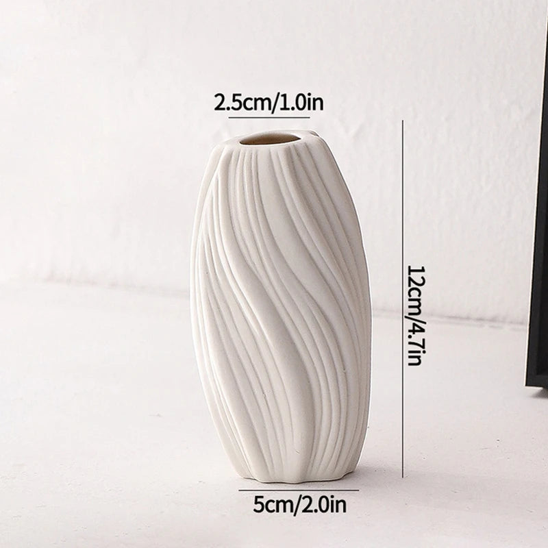 White Ceramic Vase – Nordic Matte Frosted Bud Vase for Home Decor