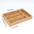 Bamboo Cutlery Drawer Organizer Tray – Divided Kitchen Utensil Storage
