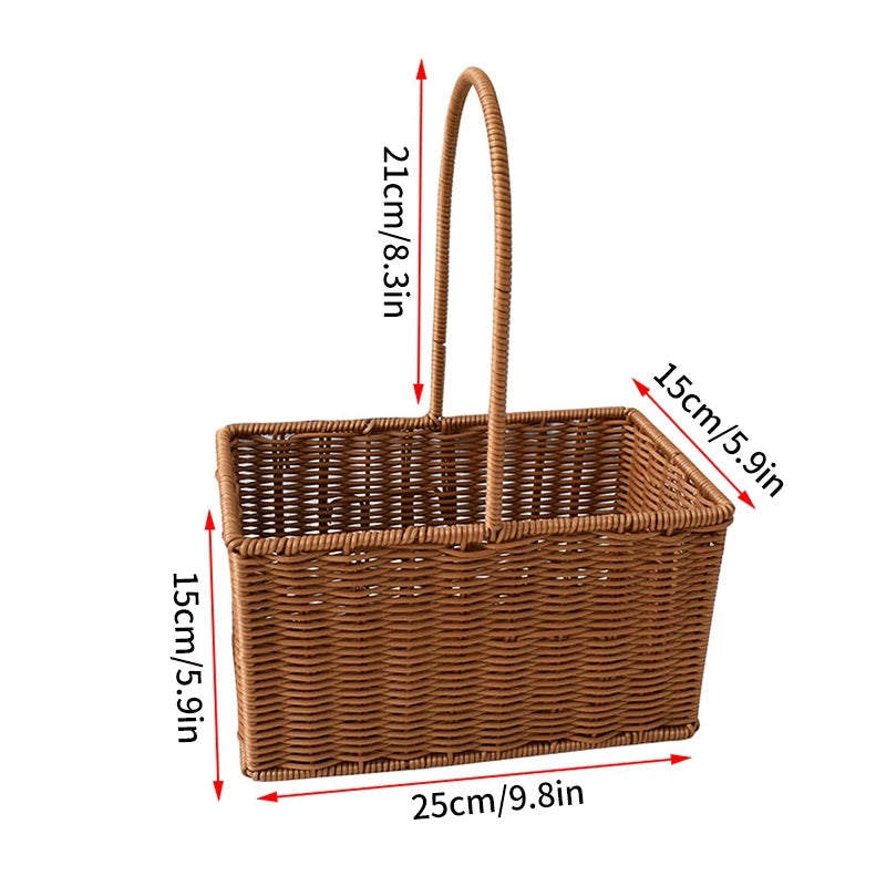 Handwoven Rattan Storage Basket – Multi-Use Fruit, Picnic & Desktop Organizer