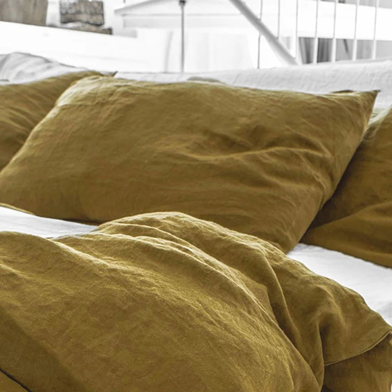 100% Pure Linen Throw Pillow Case – Solid Color Euro Sham Cushion Cover