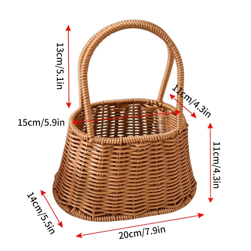 Handwoven Rattan Storage Basket – Multi-Use Fruit, Picnic & Desktop Organizer