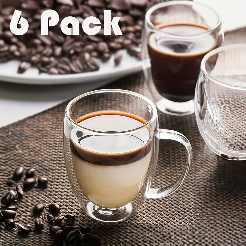 Double Wall Glass Coffee Mug with Handle – 350ml Transparent Cup for Coffee, Tea & Cappuccino