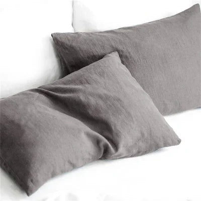 100% Pure Linen Throw Pillow Case – Solid Color Euro Sham Cushion Cover