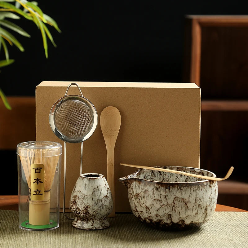 6-Piece Japanese Matcha Tea Set – Bamboo Whisk, Ceramic Bowl & Tea-Making Tools