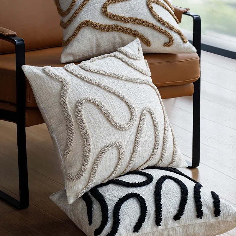 Boho Chenille Geometric Throw Pillow Cover – Soft Jacquard Cushion Cover 45x45cm