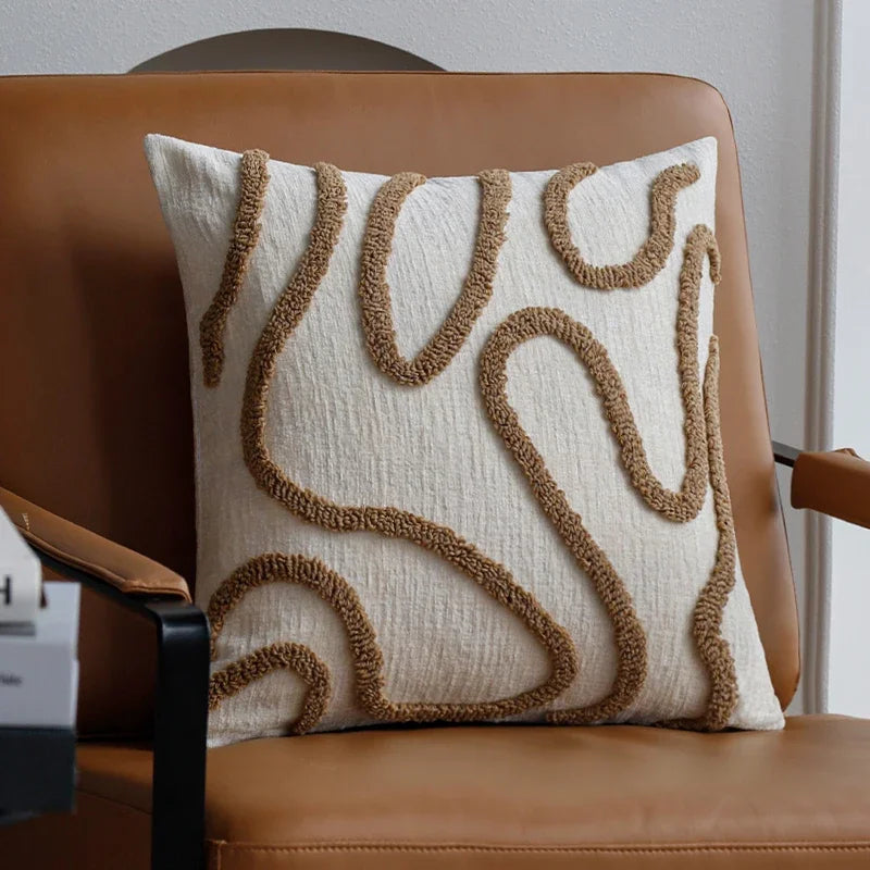 Boho Chenille Geometric Throw Pillow Cover – Soft Jacquard Cushion Cover 45x45cm