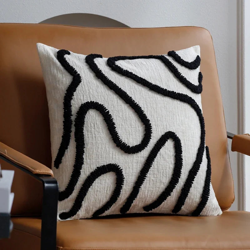 Boho Chenille Geometric Throw Pillow Cover – Soft Jacquard Cushion Cover 45x45cm