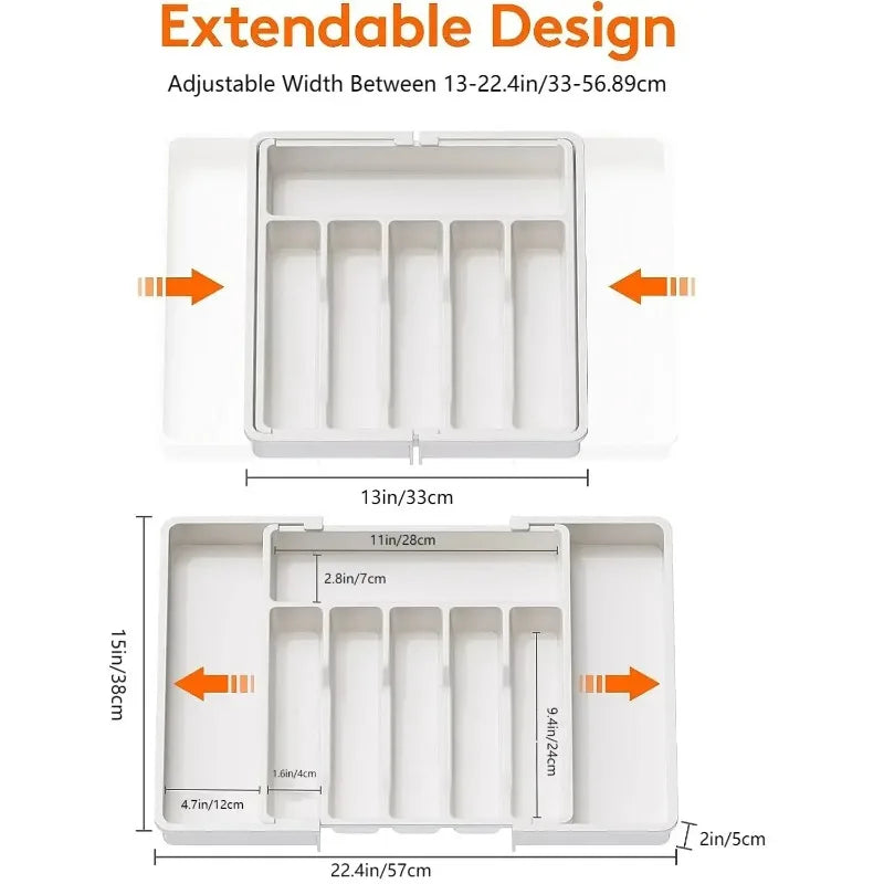 Adjustable Drawer Organizer – Expandable Flatware & Utensil Tray