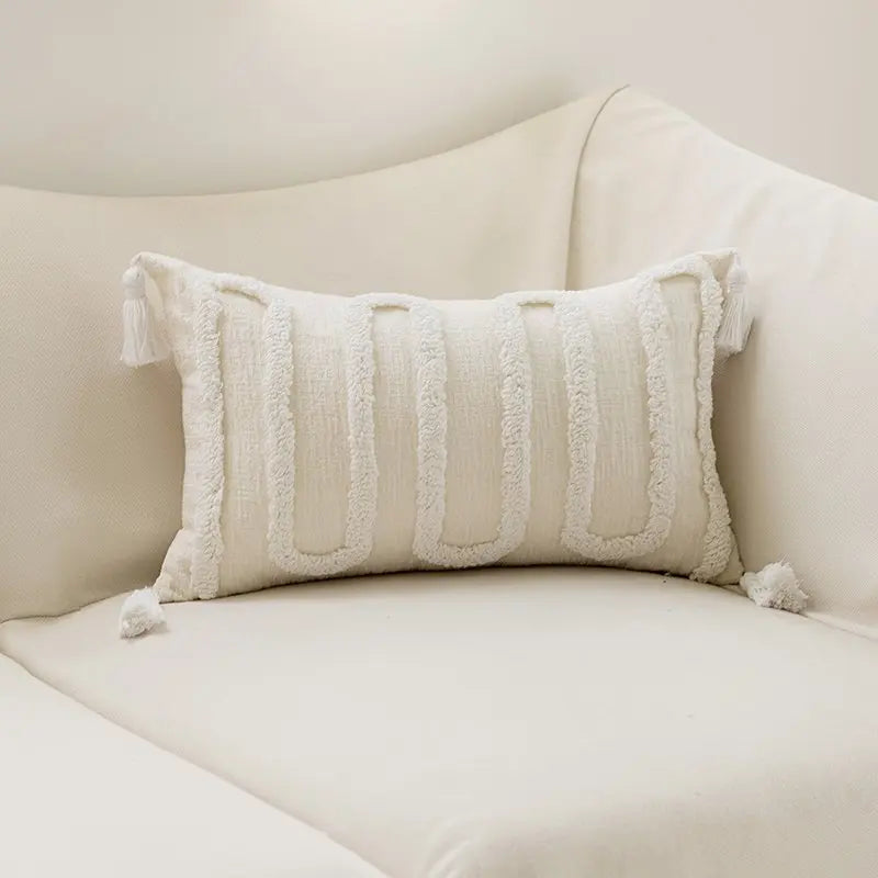 Boho Chenille Geometric Throw Pillow Cover – Soft Jacquard Cushion Cover 45x45cm