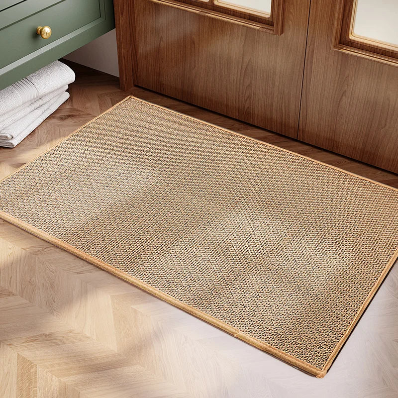 Anti-Slip Kitchen Floor Mat – Linen Weave, Rubber Bottom, Machine Washable