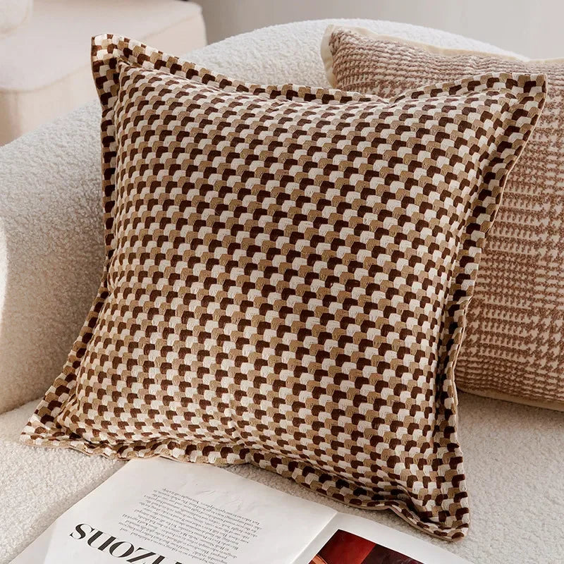 Light Luxury French Stamping Throw Pillow Cover – Brown Nordic Cushion Cover