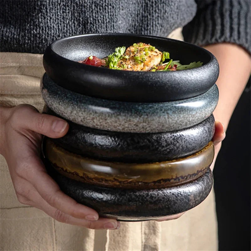Japanese Retro Ceramic Sushi & Snack Dish Set – Small Plates for Dipping & Serving