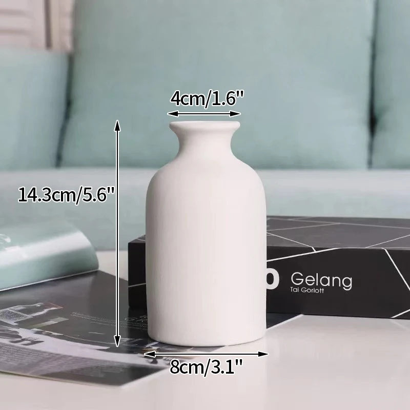 White Ceramic Vase – Nordic Matte Frosted Bud Vase for Home Decor