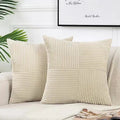 Rust Boho Corduroy Throw Pillow Cover – Farmhouse Patchwork Cushion Cover 18x18"
