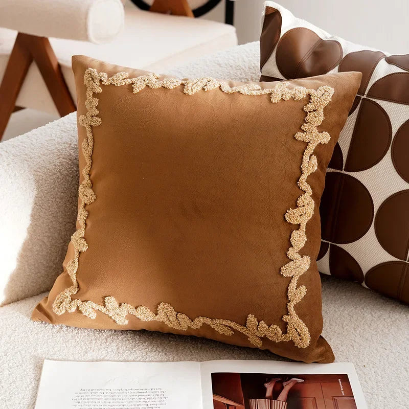Light Luxury French Stamping Throw Pillow Cover – Brown Nordic Cushion Cover