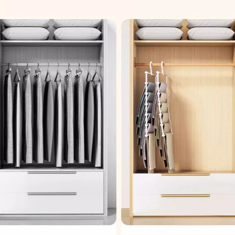 Foldable Multi-Layer Pants Hanger – Non-Slip Clips, Space-Saving Closet Organizer