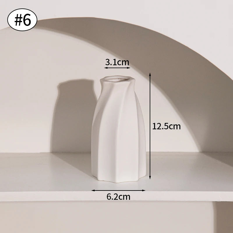 White Ceramic Vase – Nordic Matte Frosted Bud Vase for Home Decor
