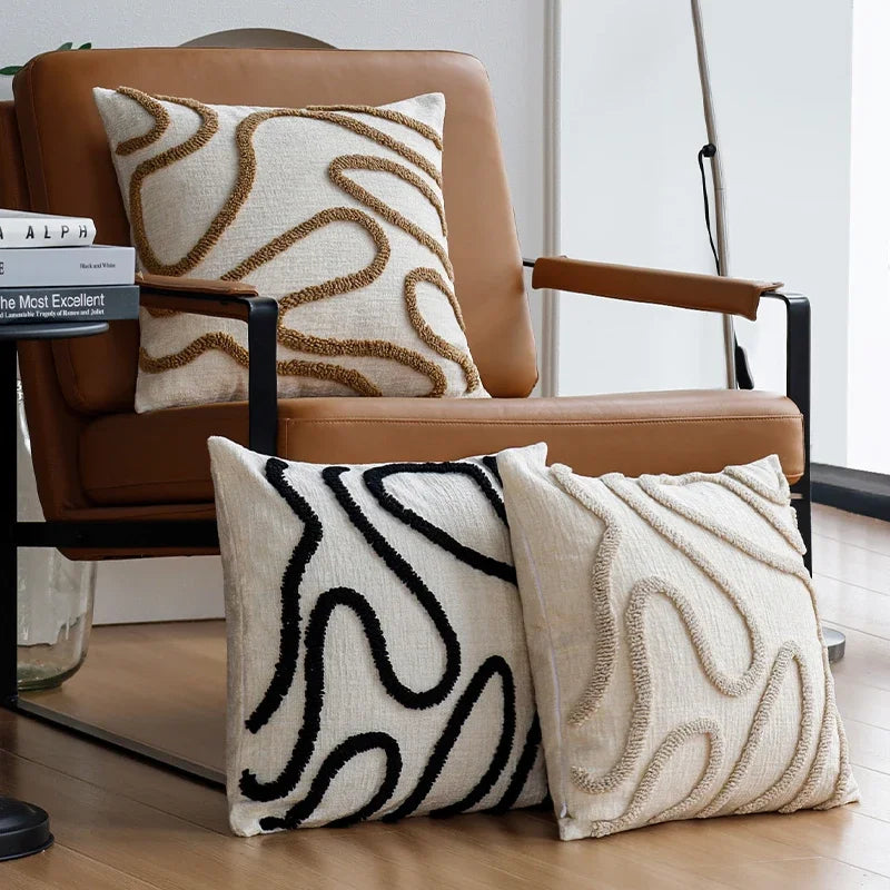 Boho Chenille Geometric Throw Pillow Cover – Soft Jacquard Cushion Cover 45x45cm